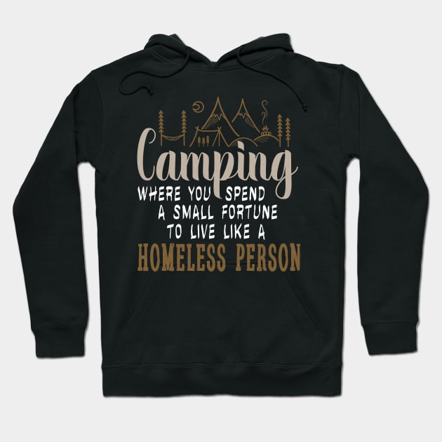 camping where you spend a small fortune to live like a homeless person Hoodie by Tesszero